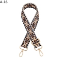 Close-up of ethnic geometric jacquard bag strap with golden metal lobster clasps - A-16 Blue Edge Brown Floral