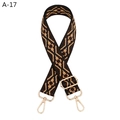 Detail of adjustable geometric jacquard bag strap with gold-plated lobster clasps - A-17 Coffee Floral