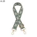 Detail of green and beige ethnic jacquard strap with gold metal buckle for bags - A-20 Green Floral