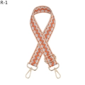 Detail eines verstellbaren breiten Schultergurts mit orange-blauem Zickzackmuster - R-1 Geometrisches Zickzack (Goldschnalle) / Orange