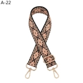 Detail of adjustable geometric weave strap with light gold metal swivel hooks for bags - A-22 Black Pink Floral