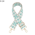 Detailansicht des breiten Taschengurt im Ethno-Stil mit geometrischem Muster und Gold - Beige Basis Cyan Weiß Geometrisches Ethno-Muster (X-14)