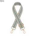 Close-up of geometric woven replacement shoulder strap with light gold metal lobster clasps - Matcha Green