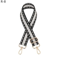 Detail of geometric pattern woven bag strap with adjustable gold lobster clasp - Black and Gray