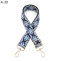 Detail of adjustable geometric ethnic style woven strap with light gold metal spring hooks - A-30 Blue White Floral