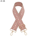 Dettaglio della tracolla con motivo jacquard rosa e fibbia regolabile dorata - Khaki Fuchsia (Fibbia Argentata)