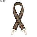 Detail of jacquard ethnic strap with golden metal lobster hooks and adjustable buckle - Black Brown (M-17)