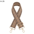 Detail of bohemian geometric jacquard bag strap with gold metal lobster clasps - Coffee Beige Jacquard (A-26) / Silver Clasp
