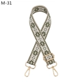 Detail view of adjustable green and white snow pattern strap with gold metal buckles - Military Green (M-31)