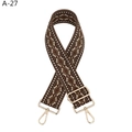 Close-up of ethnic geometric pattern woven bag strap with golden zinc alloy metal hooks - Coffee Jacquard (A-27)