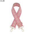 Detail of bohemian pink and gold woven bag strap with adjustable metal buckles - Light Rose Red Jacquard (A-28) / Silver Clasp