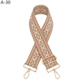 Close-up of ethnic geometric jacquard woven bag strap with light gold metal lobster clasps - Light Brown Jacquard (A-30) / Silver Clasp