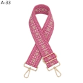 Ethnic style pink geometric woven bag strap with adjustable gold metal hardware - Rose Red Jacquard (A-33) / Silver Clasp