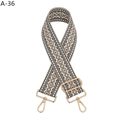 Close-up of ethnic style jacquard strap with gold metal lobster clasps and hardware - Dark Gray Jacquard (A-36)