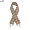 Close-up of geometric ethnic style woven strap with golden metal swivel hooks - Dark Khaki Jacquard (A-37)