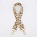 Close-up of geometric pattern strap with golden metal lobster clasps for handbags - Style 6 Khaki Orange Grid Silver Buckle