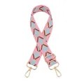 Adjustable wide woven shoulder strap with pink and blue diamond pattern and gold hardware - No.9 Pink Light Blue Silver Buckle