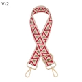 Dettaglio della tracolla intrecciata rossa e crema con ganci e fibbia dorati - Fibbia Canna di Fucile / Beige Motivo Rosso (V-2)