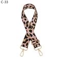 Detail view of pink leopard print jacquard strap with polished gold-tone metal hardware - C-33 Lotus Pink
