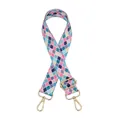 Dettaglio della tracolla Style 10 in tessuto colorato a quadrifoglio con fibbie dorate - Stile 10 Verde Rosa Blu Geometrico Fibbia Dorata