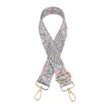 Dettaglio tracolla regolabile con motivo paisley e ganci a scatto in metallo dorato - Stile 16 Rosa Grigio Fumetto Fibbia Dorata