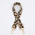 Close-up of leopard print shoulder strap with adjustable golden metal buckles for handbags - Khaki (No. 10)