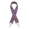 Dettaglio della tracolla regolabile con motivo chevron colorato e ganci dorati in metallo - Pois Viola Rosso Blu (Fibbia Dorata)