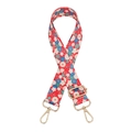 Bandoulière large réglable avec motif floral rouge japonais et boucles en métal doré - Style V-6