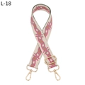 Detail of woven geometric pattern bag strap with gold metal hooks and adjustable buckle - Beige Pink Style (L-18) / Gold Buckle