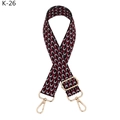 Detail of adjustable peacock pattern bag strap with golden metal hooks and buckles - Pattern K-26 Wine Red (Silver Buckle)