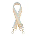 Close-up of bohemian geometric diamond pattern strap with golden metal swivel hooks - Beige Diamond (No.33) Gold Buckle