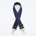 Adjustable wide replacement bag strap in dark blue with golden celestial pattern - Blue Crescent Moon (No.36) Gold Buckle
