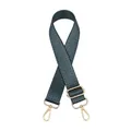 Adjustable teal blue bag strap with geometric pattern and pale gold metal lobster clasps - No. 43 Sea Blue Circle Gold Buckle
