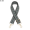 Detail of green and beige diamond pattern woven strap with gold lobster clasps - A-30 Black Green (Silver Buckle)