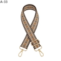 Close-up of geometric diamond weave bag strap with golden metal swivel hooks - A-33 Camel (Silver Buckle)