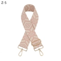 Detail of pink and cream diamond jacquard bag strap with polished gold lobster clasps - Pink & Beige With Gold Buckle