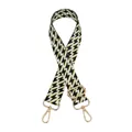 Macro detail of No.46 ethnic style lightning pattern woven strap with gold lobster clasps - Black White Green Lightning (Gold Buckle) (No.46)