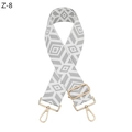 Detail of adjustable geometric diamond pattern shoulder strap with gold metal hooks - Grey With Gold Buckle