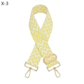 Detail of yellow and white jacquard bag strap with light gold metal lobster clasps - Silver Clasp / Yellow and White Geometric Jacquard (X-3)