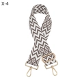 Detail of adjustable geometric jacquard bag strap with golden metal swivel hooks - Silver Clasp / Brown and White Geometric Jacquard (X-4)