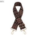 Detailed view of wide jacquard bag strap with geometric diamond pattern and gold hooks - Silver Clasp / Black and Pink Geometric Diamond (X-5)