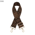Detail of adjustable bag strap with woven diamond patterns and gold lobster clasps - Silver Clasp / Black and Coffee Geometric Diamond (X-6)