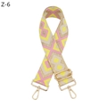 Detail of jacquard woven bag strap with golden hardware and yellow geometric pattern - Z-6 Golden Silk Yellow (Silver Buckle)