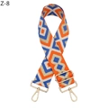 Close-up of adjustable woven strap with orange blue diamond jacquard and gold metal hooks - Z-8 Golden Silk Orange Blue (Silver Buckle)