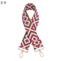 Detail of adjustable geometric jacquard bag strap with rose gold metal lobster clasps - Z-9 Silver Silk Rose Red (Silver Buckle)