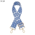 Detail of blue and white geometric jacquard strap with golden lobster clasps and metal buckle - Silver Clasp / Blue and White Geometric Jacquard (X-14)