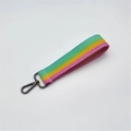 Cinturino da polso a righe colorate con moschettone in metallo scuro per borse - Motivo Arcobaleno Fibbia Canna di Fucile