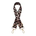 Close-up of adjustable leopard print bag strap with golden zinc alloy metal buckles - Black Coffee Leopard (Gold Buckle)