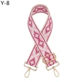 Dettaglio tracolla jacquard rosa geometrica con ganci in metallo dorato - Chiusura in Argento / Y-8 Rosa Rosso