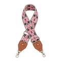 Ethnischer Jacquard-Taschengurt mit rosa Blumenmuster und bronzenen Metallkarabinern - Rosa Grün Vintage Blumenstickerei (Q10)